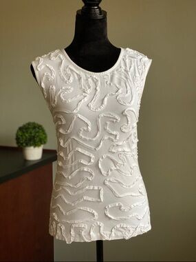 White Textured Sleeveless Top